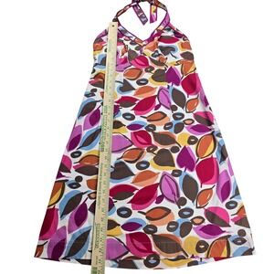 Unbranded Halter Sun Dress Womens Size L Multicolor Excellent Leaf Print A-Line